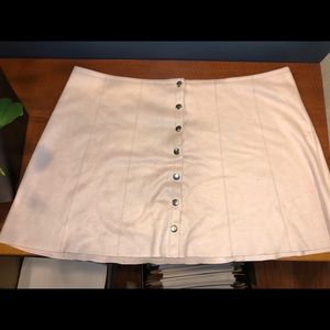 Forever 21+ Light Pink Faux Suede Wrap/Snap Skirt